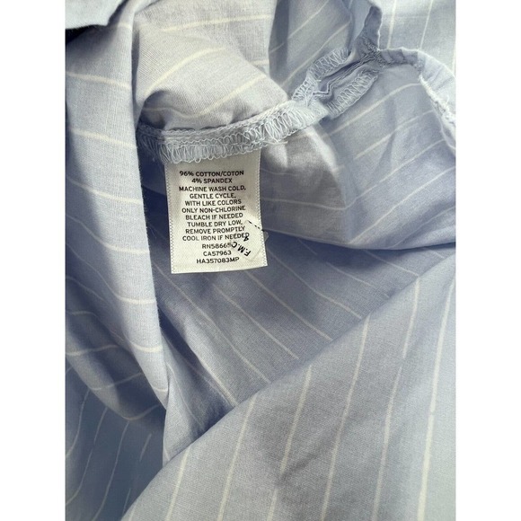 HALOGEN Womens Size XS Blue White Striped Tie 3/4 Sleeve Off Shoulder Top - Picture 6 of 6